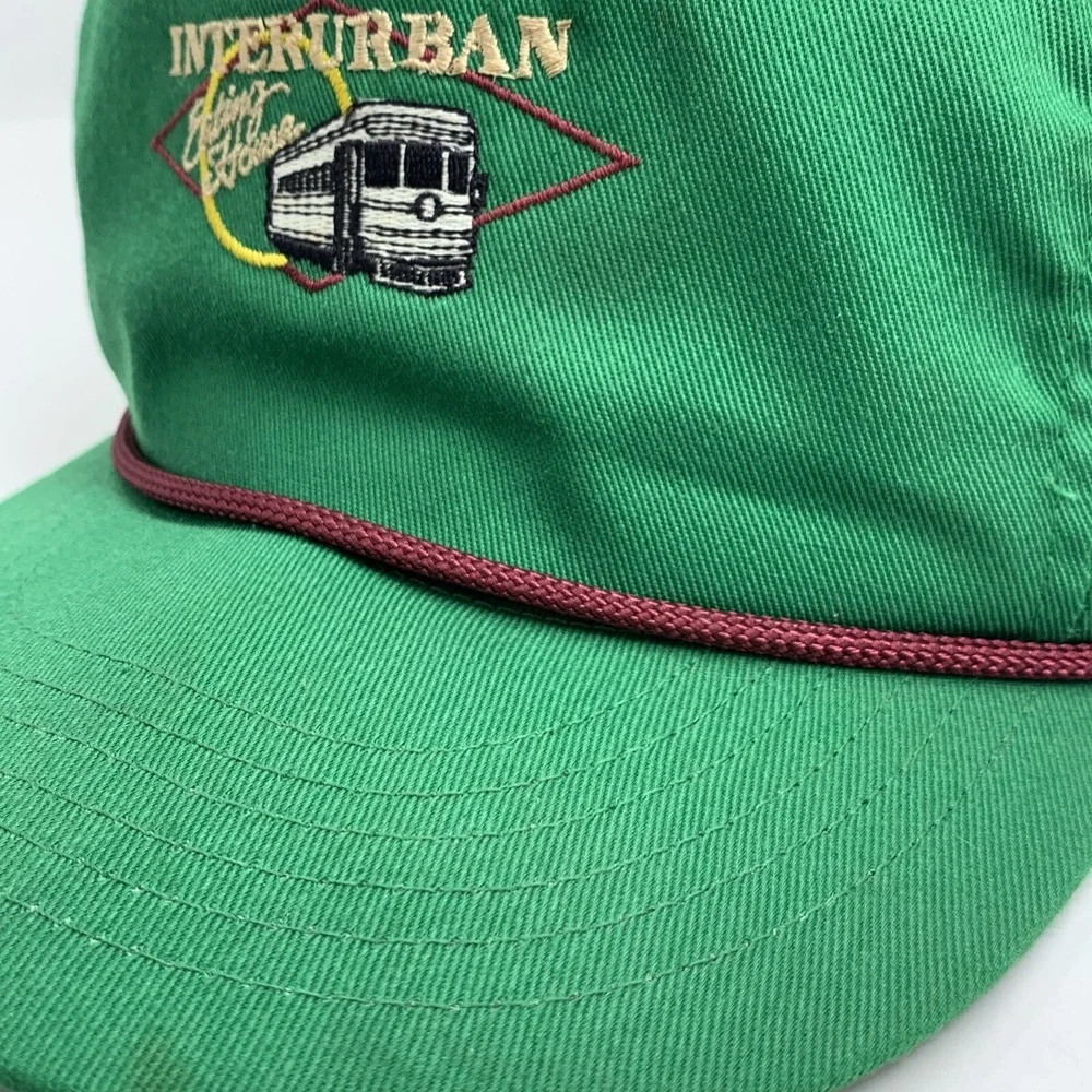 Vintage Interurban Eating House Hat Green Adjustable Strapback Cap Rope Made USA